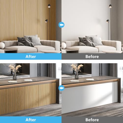 Image of Art3d Wood Slat Wall Panels, Fluted MDF, 6-Pack, 94.6 x 7.4 in,Boxwood