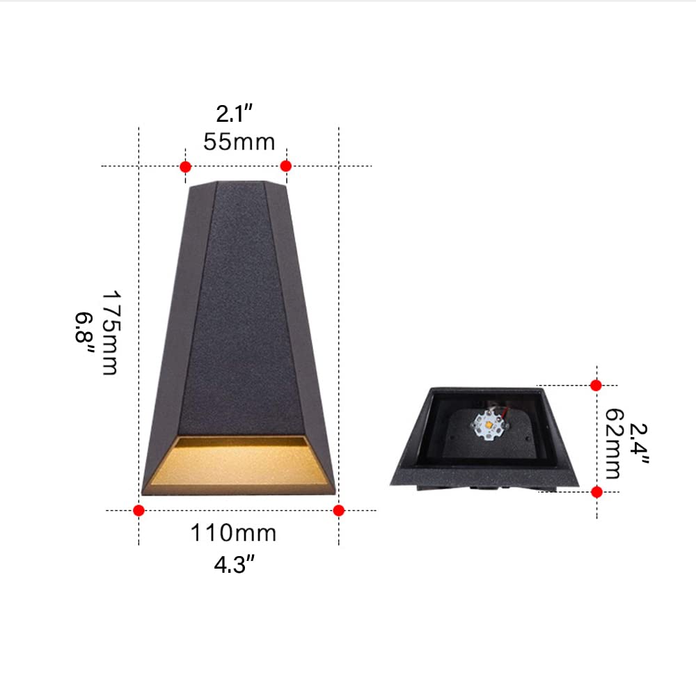 2 STÜCKE IP65 Wasserdichte Wandleuchten für den Außenbereich, Wandlampe, LED-Wandadressenleuchten, Wandbeleuchtung für Terrasse, Stufe, Treppe, Garten (10 W)