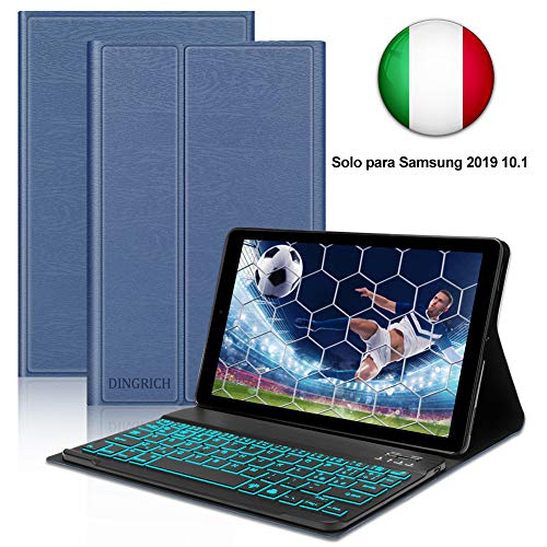 D DINGRICH Tastiera [ Italiano Layout] Custodia per Samsung Galaxy Tab A 10.1SM- T510/SM- T515, Custodia con Tastiera Retroilluminata Rimovibile, Cover con Tastiera per Samsung Galaxy Tab A 10.1 2019