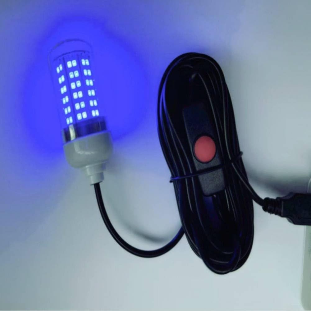 Lampada da pesca subacquea a LED da 5 V, ricaricabile tramite USB, con 4 colori, per pesca notturna, barca, piscina, serbatoio (blu)