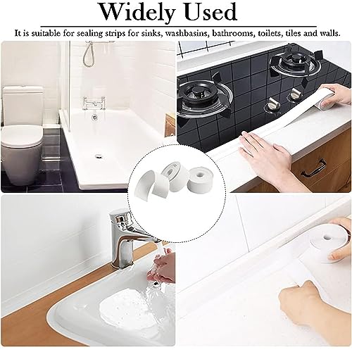 Image of Bath Sealant Strip, Waterproof Caulk Tape, Flexible and Durable Self Adhesive Tape for Bathroom, Kitchen, Tub and Wall Corner Edges, 3.2m x 3.8cm, White, Pack of 1