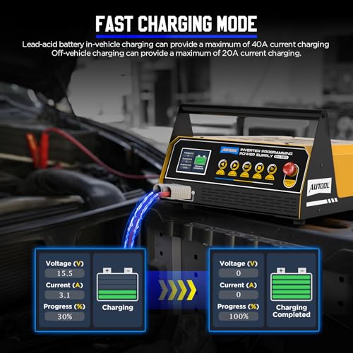 AUTOOL Flash Reprogramming Power Supply 150A, Car Battery Charger with Battery Maintainer Mode, Adjustable Charging Current Voltage, for Lead-Acid Battery