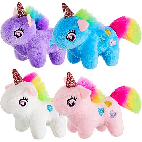 8 Pieces Mini Plush Unicorn Toys Animal Stuffed DIY Keychain Accessories Cotton Unicorn Decorations for Birthday Baby Shower Xmas Wedding Party Favors