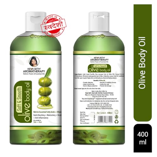Image of KEYA SETH AROMATHERAPY Soft and Smooth Fairness Body Oil Nourishing Skin Treatment with Pure Olive, Sandalwood, Almond and Saffron 400ml