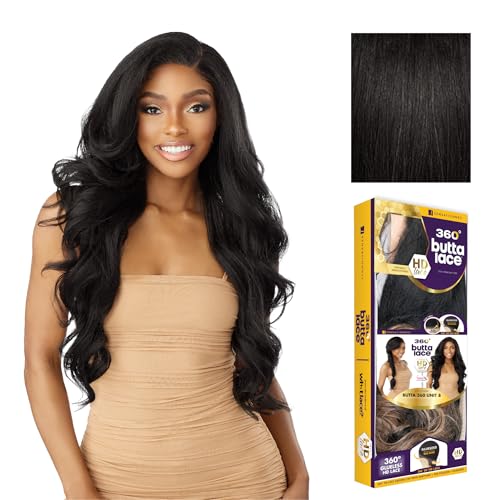 Sensationnel Butta 360 Lace Wigs - Unit 8 Side Wider Parting 360 Degree Lace Glueless Synthetic Preplucked Hairline (1B OFFBLACK)