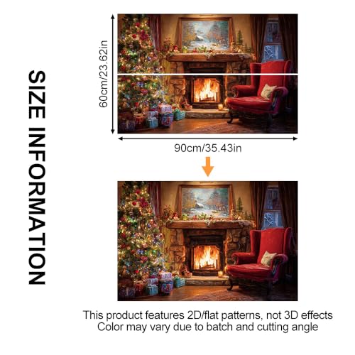 Image of Cmialusie Christmas Cozy Fireplace Backsplash Peel and Stick, 35.4x23.6 in