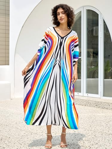 Image of NFVNKJ Women's Plus Size Beach Lounge Kaftan Maxi Dress Swimsuit Coverup for Women