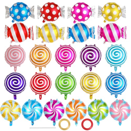 24 Pcs Sweet Candy Balloons, 18 Inch Lollipop Mylar...
