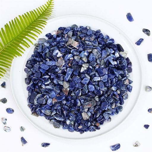 Image of YATOJUZI Blue Sodalite Aquarium Gravel Rocks Bulk Wholesale Tumbled Crystals Stones Chips Crushed Reiki Energy Balancing Gemstones for Planters Vase Filler Fountain Fish Tank Potted Decor 0.44LB