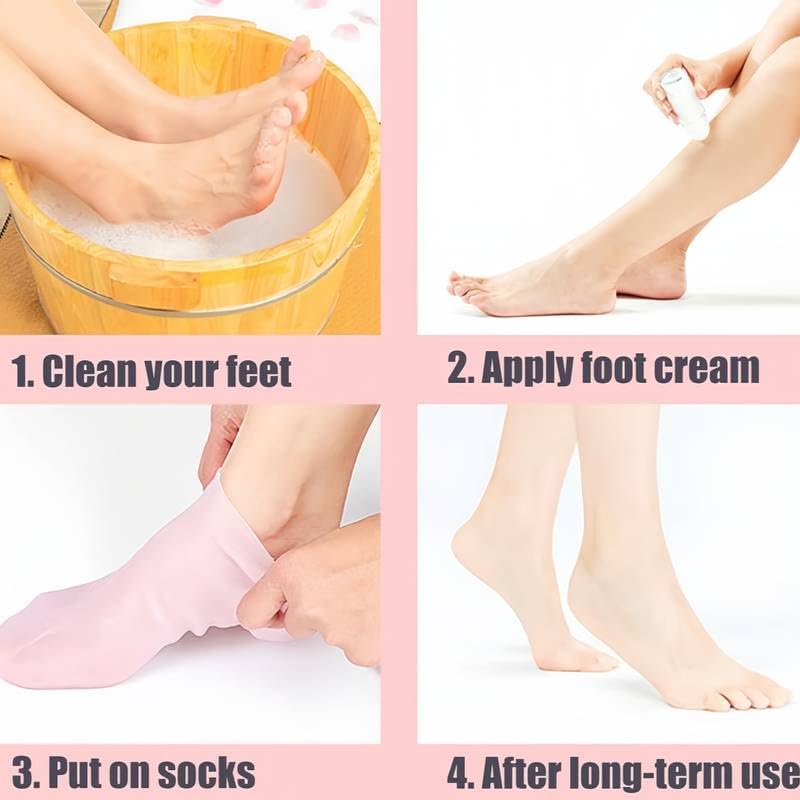 KANISYA Silicone Moisturizing Gel Socks Set for dry Skin, socks women Men & girls winter cracked heel pain Dry Cracked Foot Waterproof Spa Useful Repairing Crack Heel Softening Rough And Sock Pedicure 2