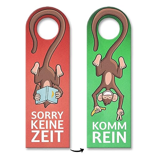 Sorry keine Zeit oder komm rein Türhänger mit lustigem Affe witziger Türhänger für die Zimmertüre um anzuzeigen ob Eintritt gewährt ist keine Zeit muss lernen