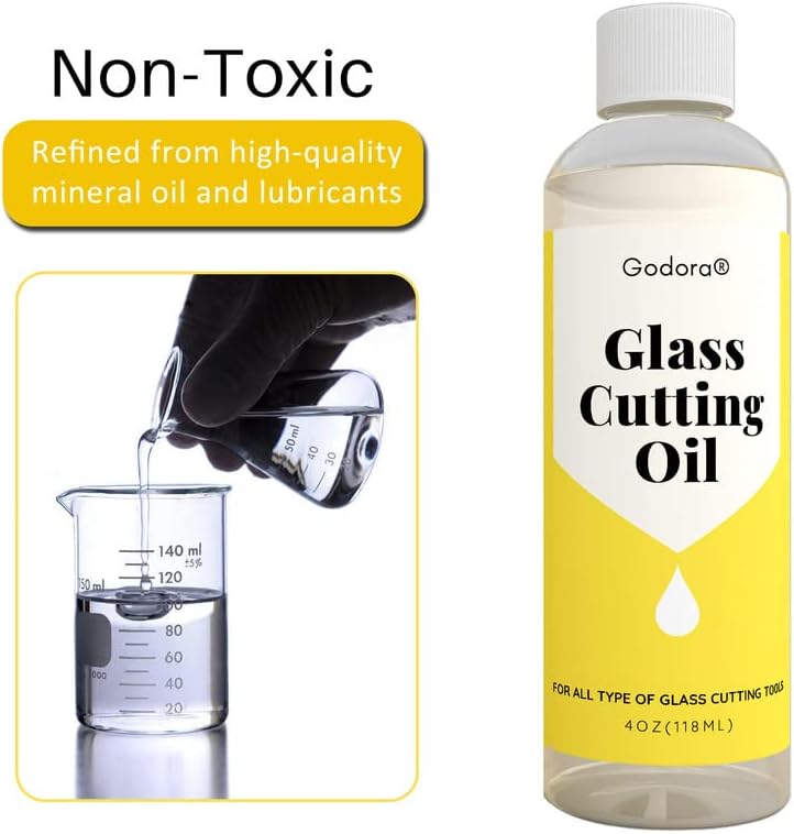 Glass Cutting Oil, Suitable for All Glass Cutting Tools, 4 Ounces Glass Cutter Oil is Used for Cutting Glass, Stained Glass, Glass Bottles, Tiles and Mirrors