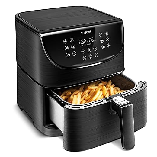 COSORI Freidora sin Aceite 3,5 L, Freidora de Aire Caliente 1500W con Pantalla LED Táctil y 100 Recetas, Sin PFOA, 75-205 ℃, 11 Modos Preestablecidos