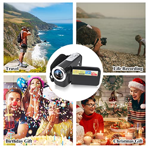 16X HD Digital Video Camera Camcorder, Portable Children Kids Digital Camcorder with 2 Inch Color TFT LCD Display Suitable for Exercise/Cycling/Mountain Climbing/Running(Black) - Image 6