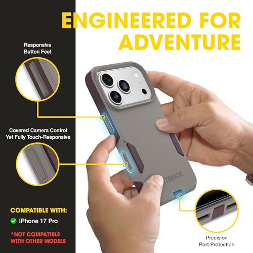 Image of OtterBox iPhone 17 Pro (Only) - Commuter Series Case - Built-in MagSafe - Thin, Dual-Layer, Pocket-Friendly, Port Cover - 50 Shades of Kinda Purple