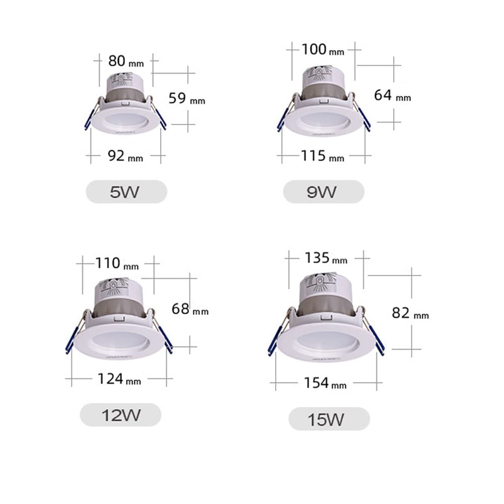Focos de Techo, Paquete de 12 Luces LED empotradas, Panel de luz Redondo con Deflector, Luces de Disco LED, focos COB antideslumbrantes Profundos, Foco de modernización con Forma d