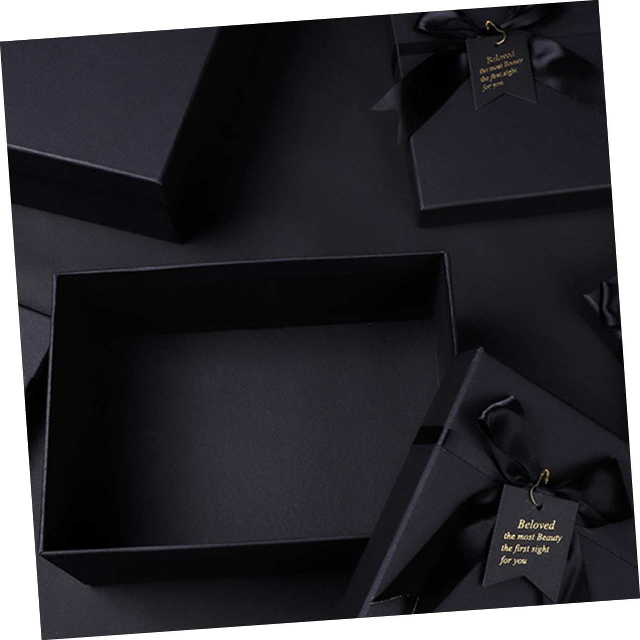 Geschenkbox aus Papier 6 Stück Packung Schwarz mit Romantischer Schleife