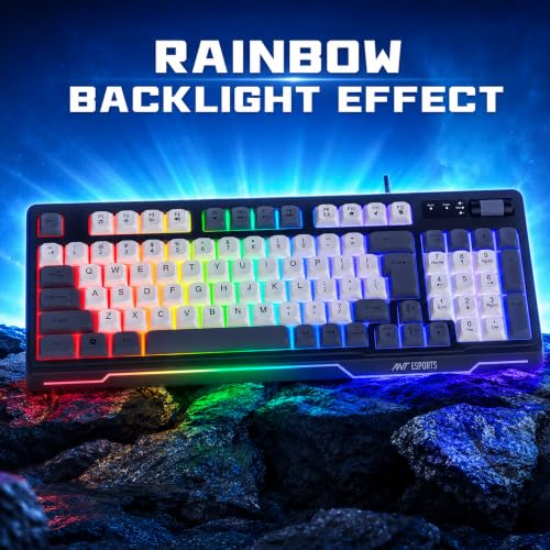 Image of Ant Esports MK740 Wired Gaming Keyboard with Rainbow RGB Backlight, 94 Keys + Multimedia Controls, Anti-Splash Design, USB Plug & Play, Durable ABS Build for PC, Laptop & Gaming