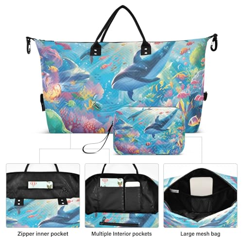 Large Travel Duffel Bag, Fish Fantasy Sports Tote Gym Bag, Shoulder Weekender Overnight Bag for Women Men, Carry On Luggage with Toiletry Bags2