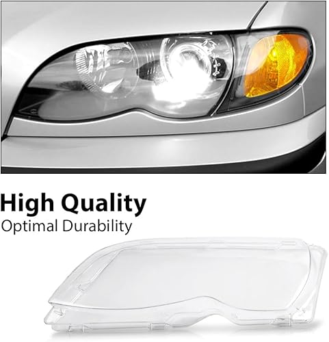 Miniatura 4 de 2 piezas de cubierta transparente para faros delanteros compatibles con BMW E46 serie 3 4DR 2002-2005 izquierda derecha delantera cubierta de lente
