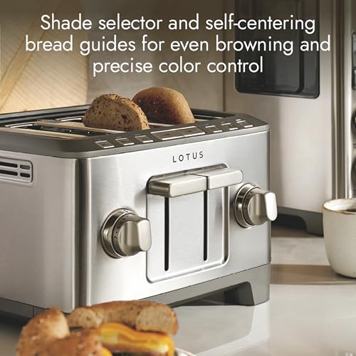 Image of Lotus Toaster, 4-Slice Toaster with Bagel Function and Two 7-Setting Shade Selectors, The Four Slice, 1800 Watts, Stainless Steel, Professional Series, LTSTR504