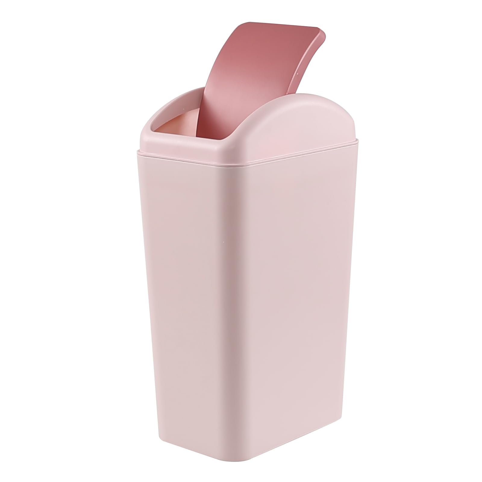 Easymanie 14 Litre Slim Waste Bin with Swing Lid, Plastic Pink Trash Bin
