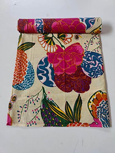 Image of Floral Printed Cotton Fabric Cloth Hand Block Print Fabric Women Material Running Jaipuri Hand Block Printed Women Dress Material Kurtis Natural 44 inch Inches Width 2.5 Meter (Pattern 36)