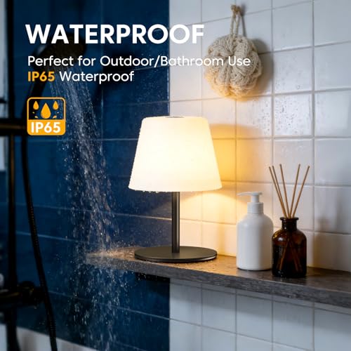Image of IP65 Shower Lamp Waterproof,Cordless Rechargeable Table Lamp Indoor Outdoor