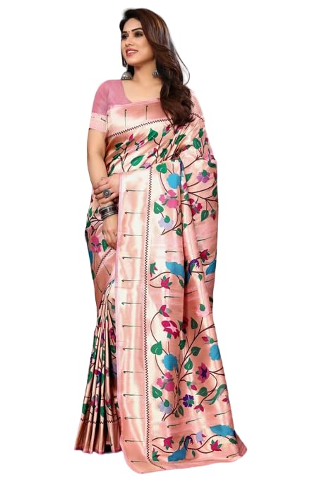 Jaanvi fashion Women's Paithani Silk Saree With Zari Work & Blous...