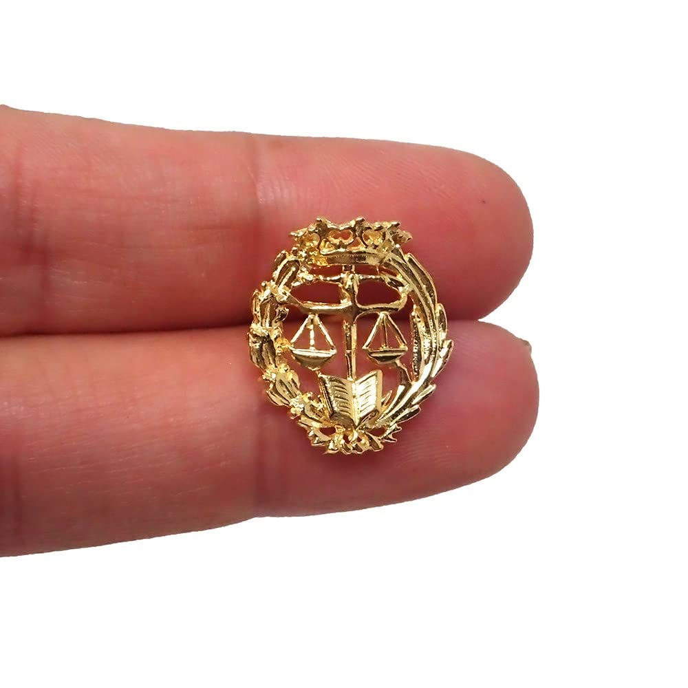 Insignia profesional Derecho escudo plata 925m Ley 18mm. pin chapado oro cierre trasero latón