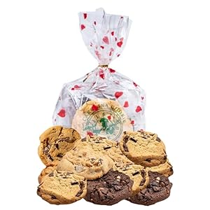 Hearts Cookie Gift Bag: 9 Fresh-Baked Gourmet Cookies – Romantic Valentine’s Day, Anniversary, or Love Gift