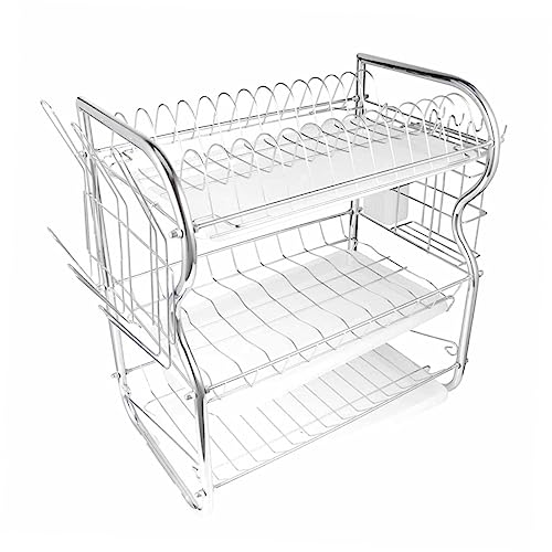 CIYODO Dish Racks for Kitchen Counter 3 Layer Dish Drainer Plates Storage Holder