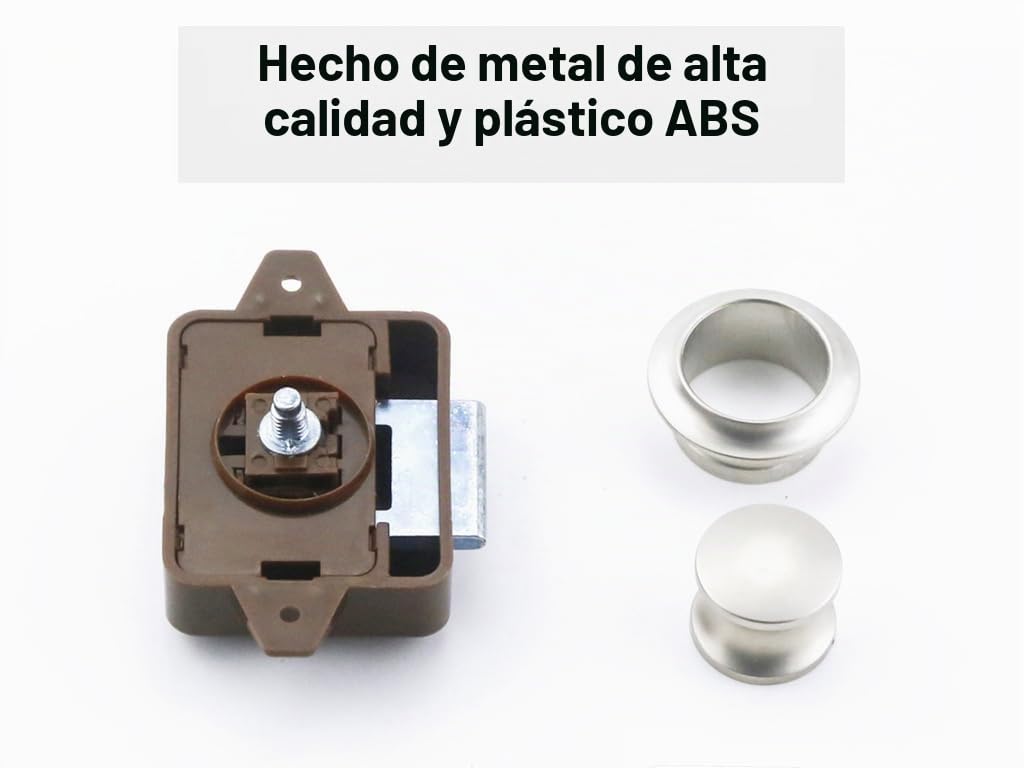 Anlising 3 Piezas Cerradura Puerta Boton, Botón de Cierre para Cajones, Botón Pulsador Gabinete, Push Lock, Cerradura de Pestillo con Botón Pulsador, para Autocaravana, Armario, Puerta (Marrón)