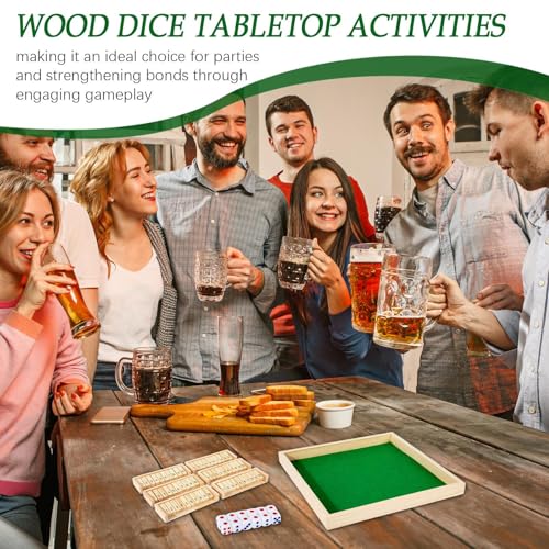 Juego de dados de madera artesanal para actividades de mesa elegantes 2