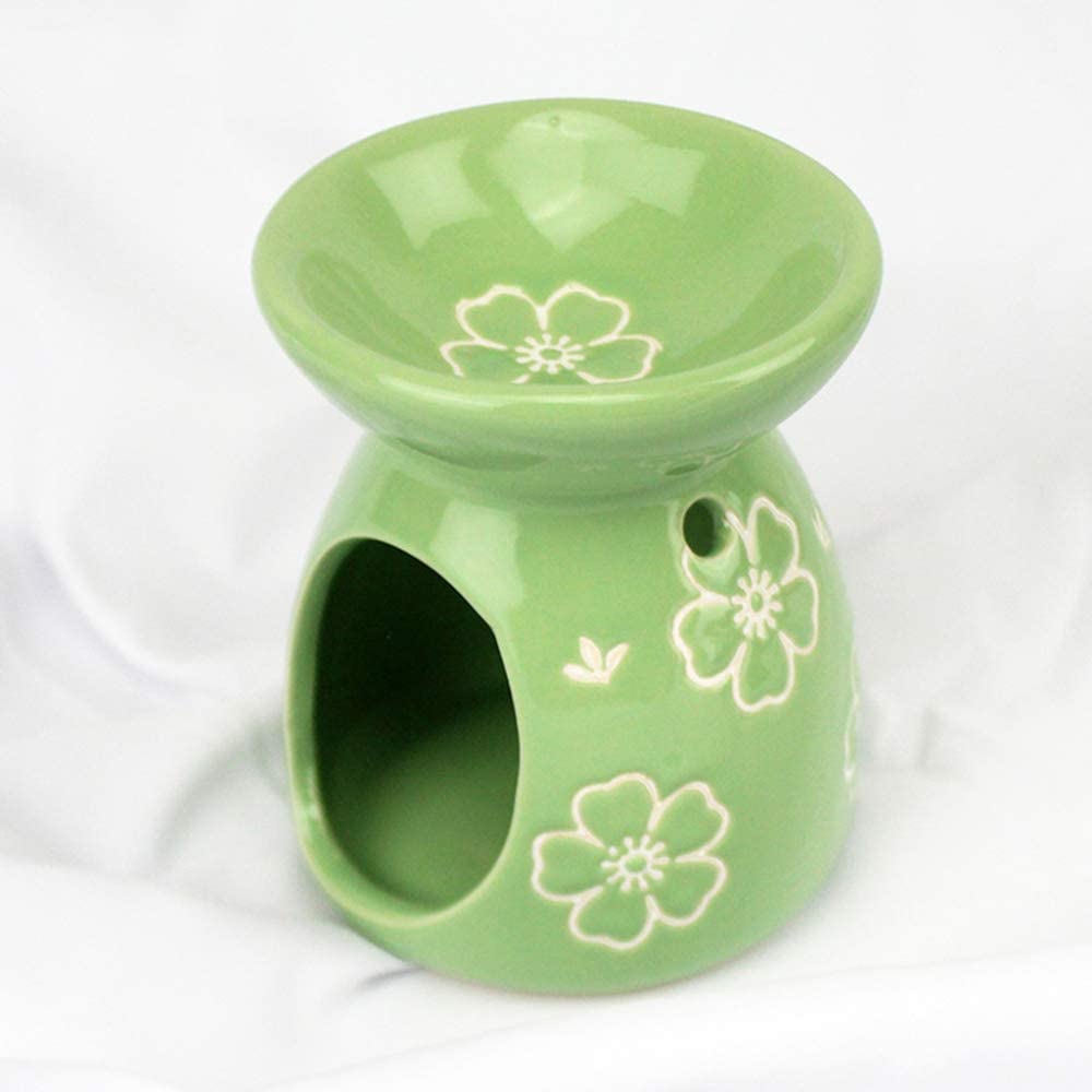 Aromaterapeutyczny palnik zapachowy Ceramiczny dyfuzor świecy olejowej Palnik woskowy, BlueJYRS ，Palniki do olejków eterycznych(Grün)