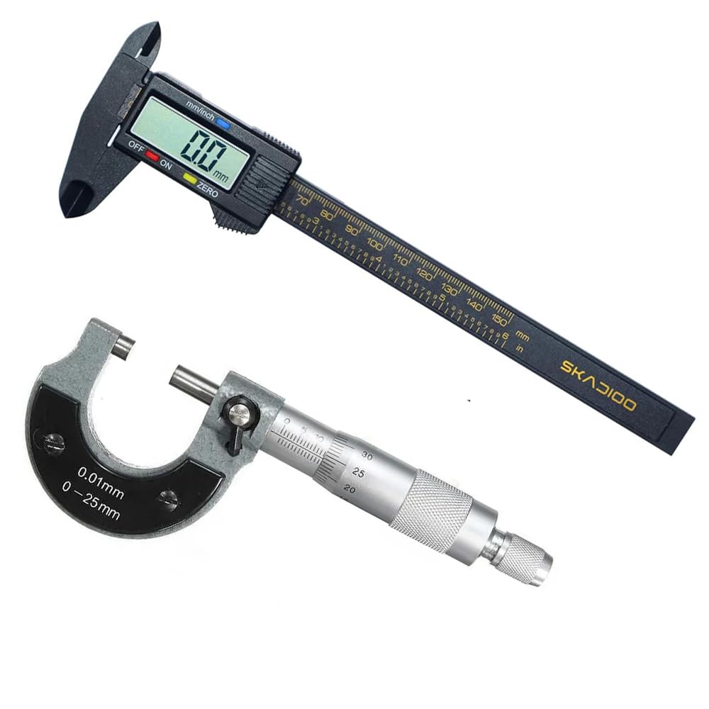 SKADIOO Precision Measuring Tool Set – Digital Plastic Vernier Caliper 6 Inch & Digital Micrometer 0-25mm | LCD Display, High Accuracy for Machinist, Engineering, DIY Use-image-42