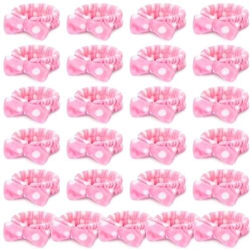 25 Pcs Pink Spa Headband Bulk Bow Hair Band for