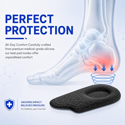 Image of 2 Pairs Heel Cushion Inserts for Women & Men, Soft Gel Heel Pads for Shoes, Shock Absorbing Heel Support, Reusable Shoe Inserts for Comfort, Pressure Reduction, Sneakers, Boots & Work Shoes
