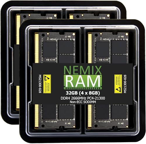 Image of NEMIX RAM 32GB (4X8GB) DDR4 2666MHz PC4-21300 1.2V CL19 260-PIN Non-ECC SODIMM Laptop PC Memory KIT