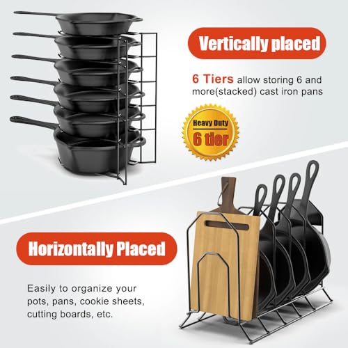 Image of Pan Organizer Rack for Kitchen | Pot & Pan Holder Stand | Kitchen Storage Rack | Tawa Stand | Cookware Organizer | Compact Kitchen Rack (Heavy Duty, Space Saving)