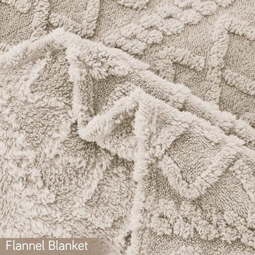 Image of HOKIPO Fleece AC Blanket Double Bed Queen, 200X230 Cm / 6.5X7.5 Feet, Beige (AR-5743-BGE)