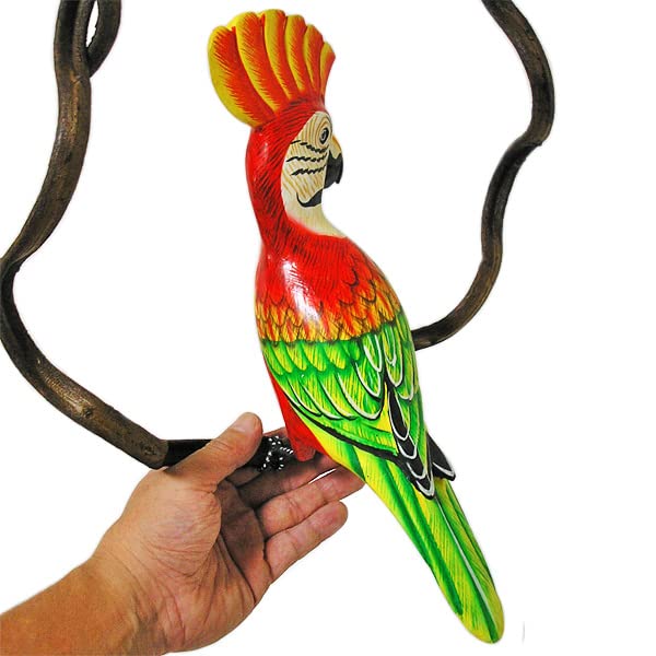 Amazon.co.jp: 南国のカラフルバード 吊り下げ 木の枠 F［鳥体長約