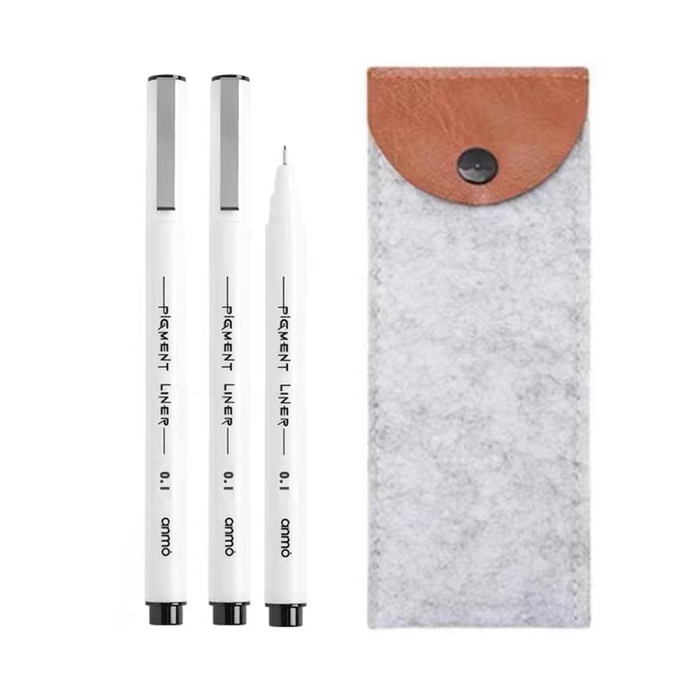honsing Drawing Pens 0.1mm Black 3 Pcs, Micro-Line Pens with Pen Case, Waterproof Archival Ink Calligraphy Pens for Artist Illustration, Sketching, Technical Drawing