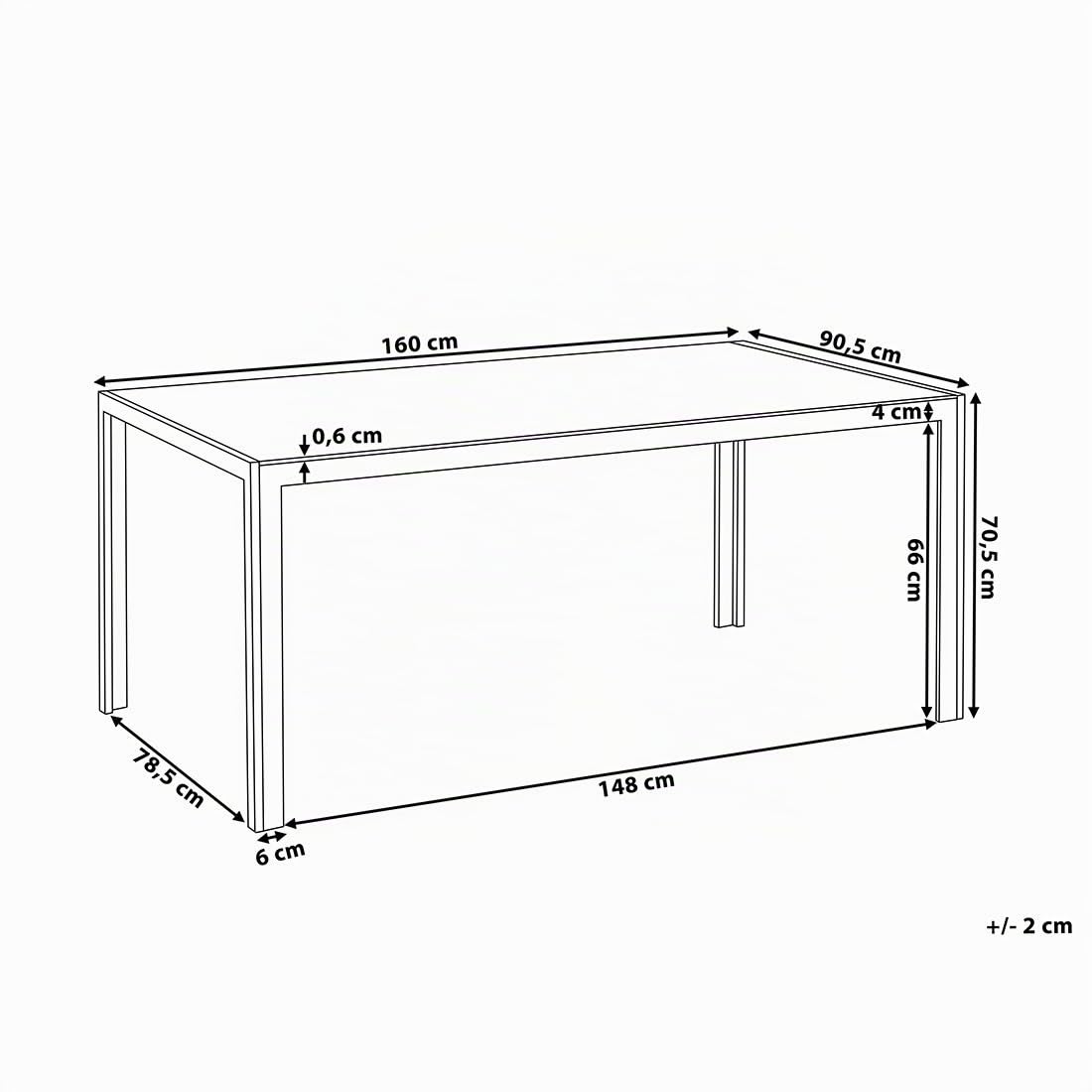 Beliani Gartentisch Esstisch Glas Schwarz für 6 Personen 160x90 cm Aluminium Catania