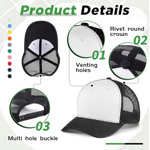 Image of Suhine 24 Pcs Blank Trucker Hat Bulk Unisex Mesh Baseball Cap for Sublimation Embroidery Vintage Adjustable Hat for Men Women