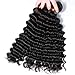 Brazilian Remy Hair Deep Wave One Bundle 24 Inch 100% Unprocessed Virgin Human Hair Extentions Wet and Wavy Bundle Deep Curly Weave Bundle Double Weft Nature Black Color
