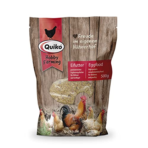 Quiko Hobby Farming Nourriture à Base d'oeufs 500g - Aliment énergétique & Riche en protéines pour Poules, cailles & volailles comme Les Poules pondeuses - avec vitamines & Miel