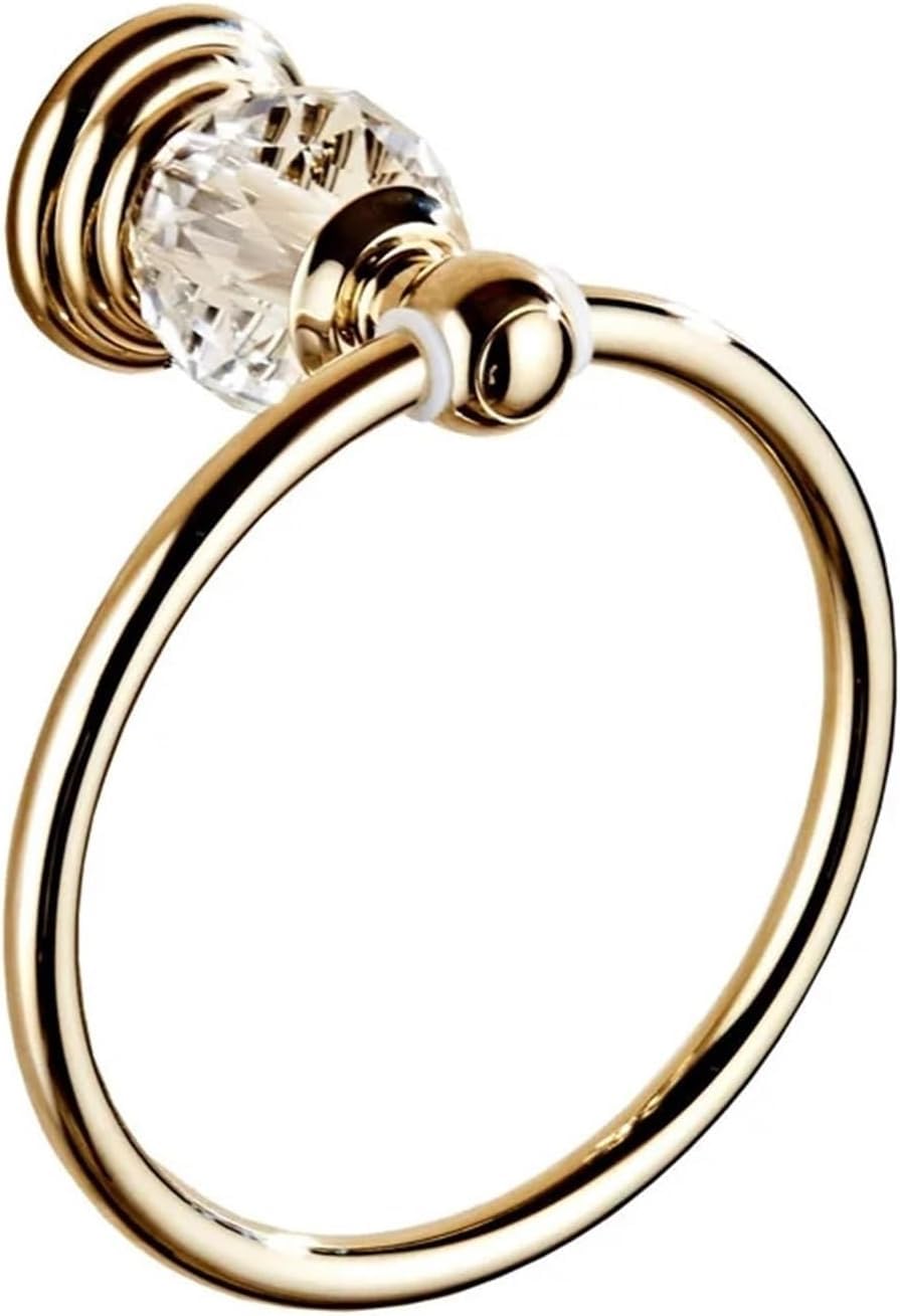 Toallero, acabado de baño, toallero redondo acero inoxidable montado en la pared, diámetro interior 15,8 cm(Gold)