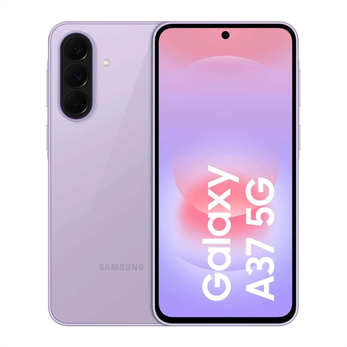 samsung galaxy a37 5g (awesome lavender, 8gb ram, 256gb storage) | exynos 1480 octa-core processor | 50mp + 8mp ai dual camera | 12mp front camera | 6.7-inch fhd+ super amoled 120hz display |