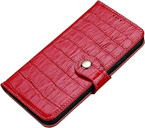 Étui en cuir véritable crocodile pour iPhone 14 Plus GUMMMY rouge élégant